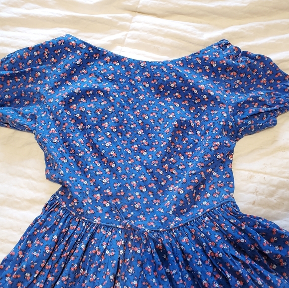 Mode o day 1940 square dance dress vintage blue cotton floral - Picture 3 of 6